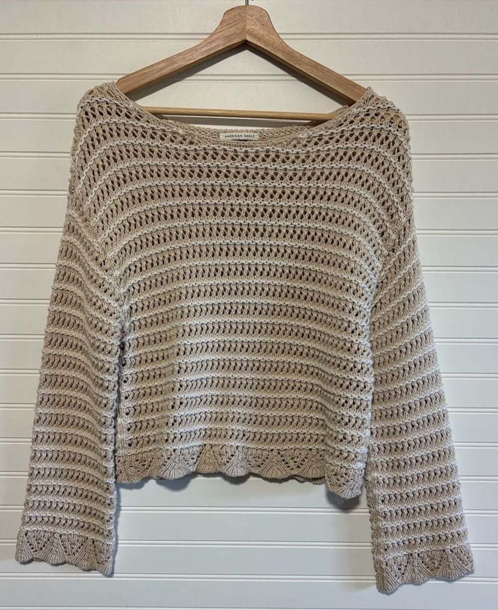 American Eagle Crochet Knit Sweater Size M